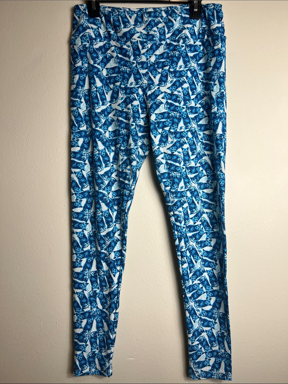 LuLaRoe Blue & White Cat Print Leggings